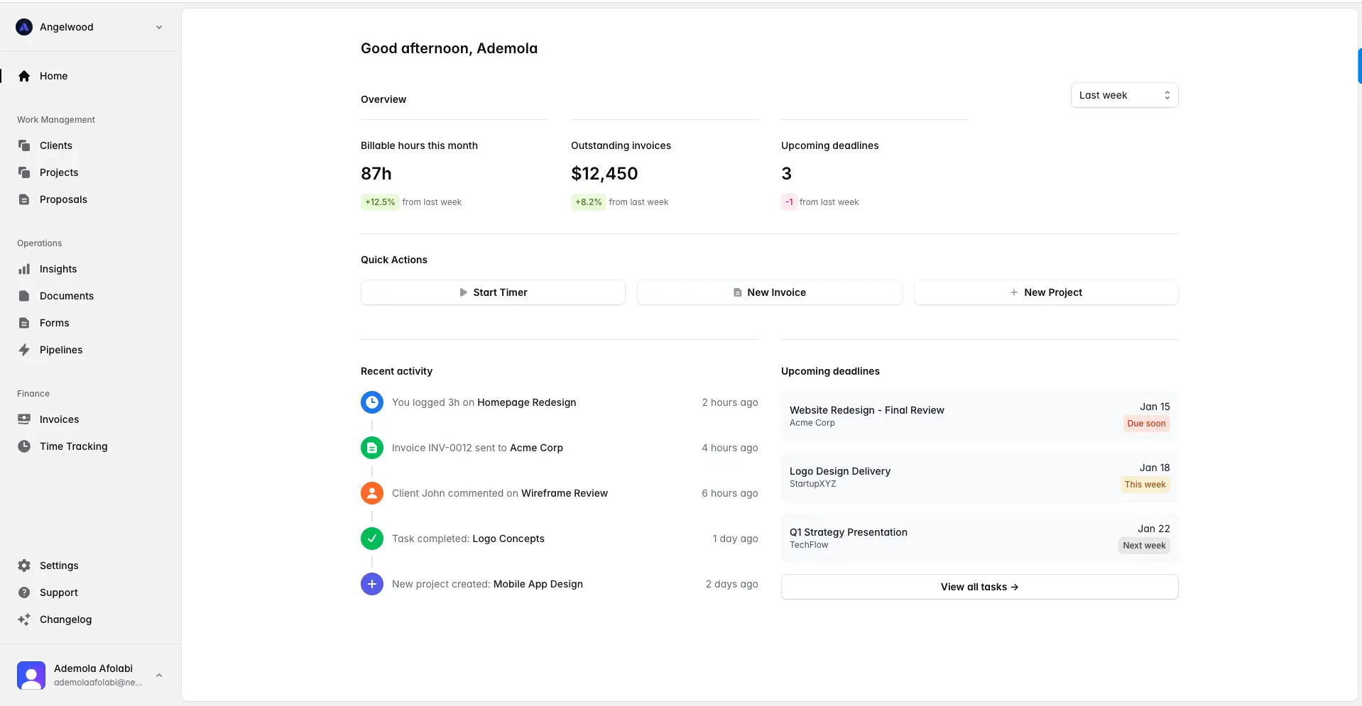 Angelwood AI-native flow